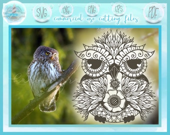 Pliki SVG Zentangle Mandala Sowy dla Cricut Silhouette - w tym pliki Dxf Eps Pdf Png