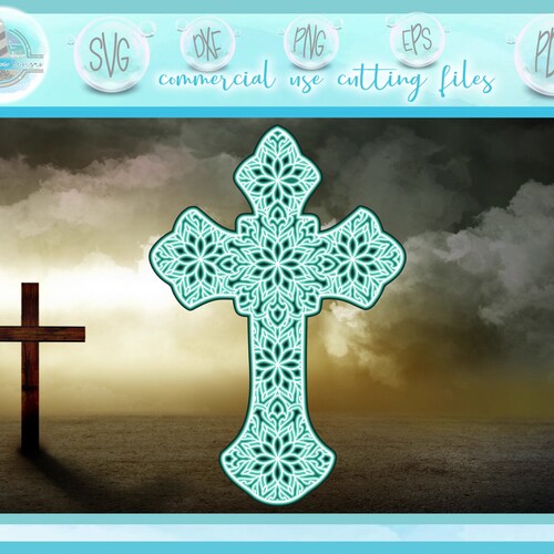3D Cross Mandala SVG Christian Religious Layered SVG Files - Etsy