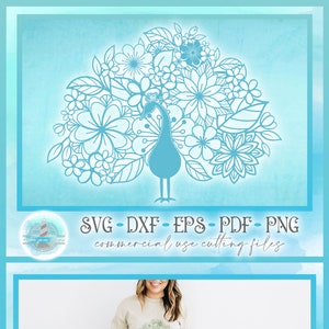 Peacock Floral Mandala SVG | Peacock SVG | Peacock Zentangle | Peacock Cut File | SVG Files for Cricut Silhouette - Dxf Eps Pdf Png Included