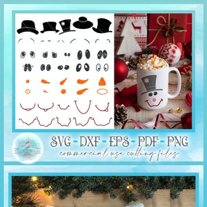 Snownan Face Kit SVG | Bouw je eigen sneeuwpop gezicht Kit SVG-bestanden voor Cricut Silhouette - dxf eps pdf png inbegrepen