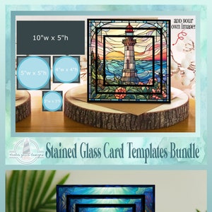 Lot de cartes SVG carrées en vitrail - Modèles UNIQUEMENT - Créez facilement vos propres cartes imitation vitrail avec ce lot !