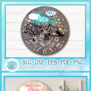 Cita de camping / Cita de reloj divertido Signo redondo Archivos SVG para silueta Cricut, Dxf Eps Pdf Png incluido - Flores y hojas