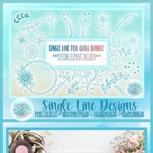 Folie Quill één regel bloemen element bundel SVG Dxf Eps Png Design - schets schrijven tekenen graveren reliëf voor Cricut silhouet sublimatie