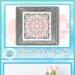 3D Layered Mandala | Flower Mandala Square SVG | Multi Layered Stacked Mandala SVG Files for Cricut Silhouette Paper Crafting Laser Cut File