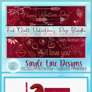 Foil Quill linea singola San Valentino elemento bundle SVG Dxf Eps Png Design - schizzo scrivere disegnare incidere rilievo per Cricut Silhouette