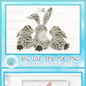 Fichier SVG 3D de mandala de lapin de Pâques | Fichiers SVG Mandala multicouches pour Cricut Silhouette création de papier - Laser - scie à chantourner