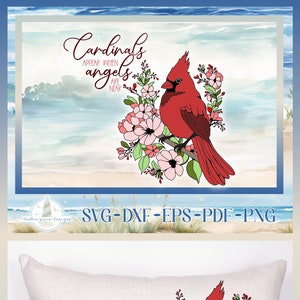 Kardinalen verschijnen wanneer engelen in de buurt zijn - Christmas Memorial Quote SVG - Cardinal Svg, Angel Quote, Red Bird, Memorial condoleances cadeau-idee