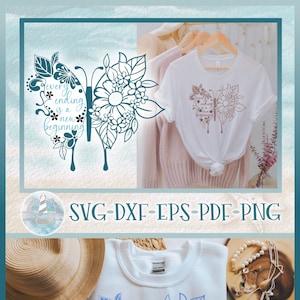 Cada final es un nuevo comienzo / Archivos SVG Butterfly Mandala para Cricut Silhouette - Dxf Eps Pdf Png incluido - Butterfly Mandala SVG