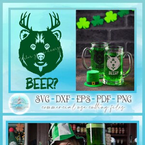 Beer Bear herten grappige SVG-bestanden voor Cricut Silhouette - dxf eps pdf png inbegrepen | Citaat van leuke papa-t-shirt