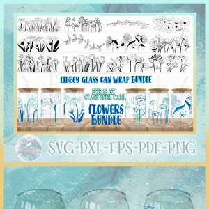 Flower Wraps for 16 Oz Libbey Glass Beer Can, Floral Wrap Svg Bundle, Floral Libbey Glass Wrap, Beer Can Glass Svg, Trending SVG, Png Bundle