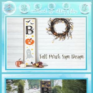 BOO Fall Holiday Halloween Tall Vertical Front Porch Sign SVG Dxf Eps Png PDF files for Cricut Silhouette