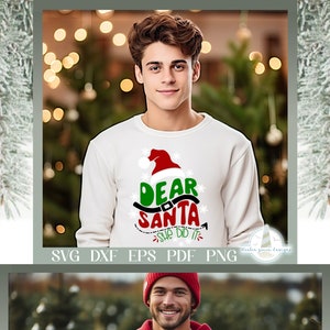 Querido Papá Noel, ella lo hizo: un texto navideño ondulado retro SVG, cita divertida de Navidad, archivos SVG para Cricut, diseño de camiseta navideña