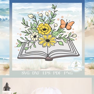 Stack of Books with Flowers SVG, Floral Book SVG