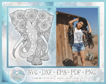Elephant Mandala SVG Files for Cricut Silhouette - Dxf Eps Pdf Png Included - Elephant SVG | Elephant Cut File | Intricate Elephant