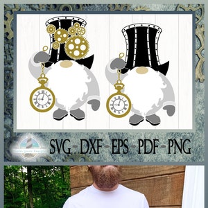 Steampunk Gnome SVG | Steam Punk Hat with Gears SVG Files for Cricut Silhouette, Sublimation - Commercial Use