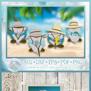 Paquete de gnomos de verano Archivos SVG para silueta Cricut - Dxf Eps Pdf Png incluido / Estrella de mar Concha Limonada Arena Dólar Gnomo Sombrero de verano