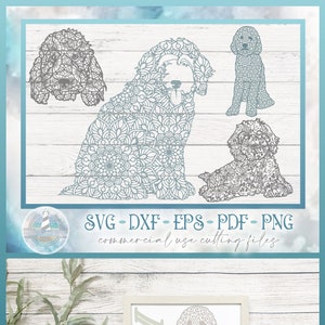 Goldendoodle Dog Mandala Mini Bundle SVG files for Cricut Silhouette - Dxf Eps Pf and Png files Included - Golden Doodle Retriever Poodle