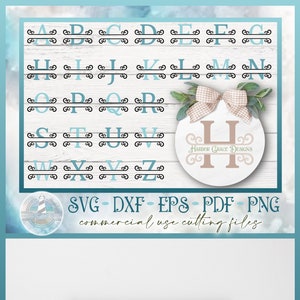 Familienname Monogramm Split Frame Bundle SVG-Dateien für Cricut Silhouette - Dxf Eps Pdf Png enthalten