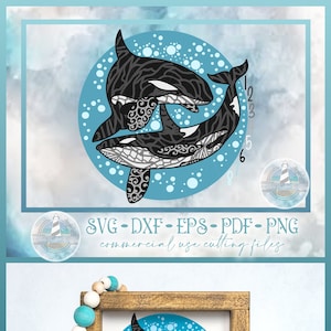 3D Layered Design | Orcas Whales Mandala SVG file | Multi Layered Mandala SVG Files for Cricut Silhouette Paper Crafting Laser Glowforge SVG