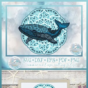 3D Layered Design | Blue Whale Mandala SVG file | Multi Layered Mandala SVG Files for Cricut Silhouette Paper Crafting Laser Glowforge SVG