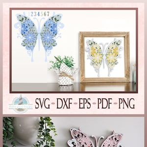 3D Butterfly Layered SVG | Butterfly Mandala SVG Files for Cricut Silhouette - Shadow Box, Paper Crafting and Laser Files