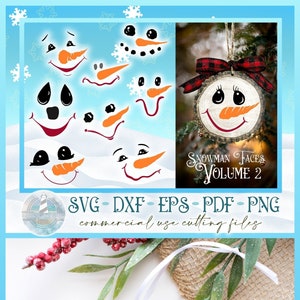 Christmas Ornament Snowman Faces Bundle - Vol. 2 - SVG Files for Cricut Silhouette - Arabesque or Round tiles, Glass Blocks