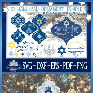 3D Hanoucca Arabesque ornement SVG Bundle avec 15 éléments - fichiers SVG pour Cricut Silhouette et autres machines de découpe