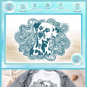 Dalmation with Mandala Zentangle SVG Files for Cricut Silhouette - Dxf Eps Pdf Png Included