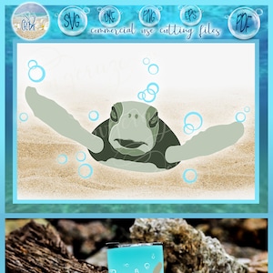 Sea Turtle Swimming With Bubbles SVG Files for Cricut Silhouette - Dxf Eps Pdf Png Included