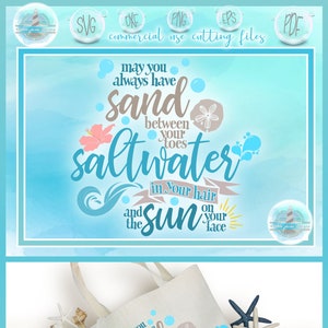 Du sable entre vos orteils L'eau salée dans vos cheveux Le soleil sur votre visage Citation de plage Fichiers SVG Dxf Eps Png Pdf pour Cricut Silhouette vacances d'été