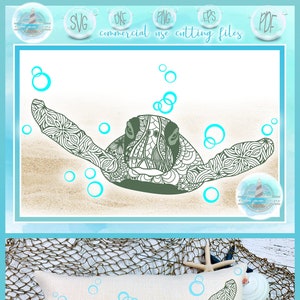 Turtle Mandala | Sea Turtle SVG | Sea Turtle Mandala SVG Files for Cricut Silhouette - Dxf Eps Pdf Png Included
