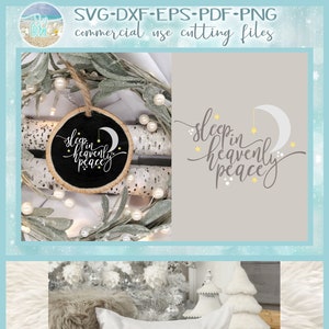 Dormi nella pace celeste Silent Night Christmas Song Lyrics SVG Dxf Eps Png File PDF per Cricut Silhouette Baby Jesus Tree Ornament Cut File