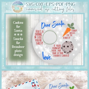 Caro Babbo Natale biscotti snack per renna piatto rotondo Design SVG Dxf Eps Pdf PNG file per Cricut Silhouette sublimazione laser - uso commerciale