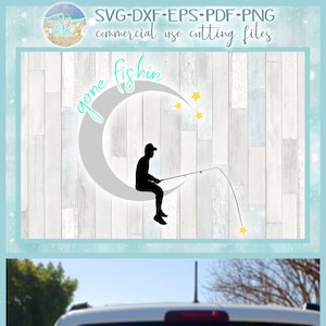 Gone Fishin Gedenkstätte Zitat SVG Dxf Eps Png Pdf Dateien für Cricut Silhouette - Dxf Eps Pdf Png im Gedächtnis Verlust der Liebsten enthalten