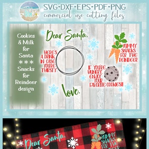 Caro Babbo Natale biscotti snack per renna rettangolo vassoio tovaglietta Design SVG Dxf Eps Png PDF file per Cricut Silhouette vacanza bambini carote