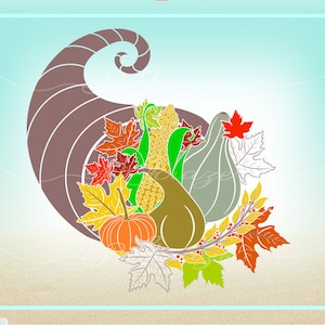 File SVG della Cornucopia del Ringraziamento per Cricut Silhouette - Dxf Eps Pdf Png Incluso