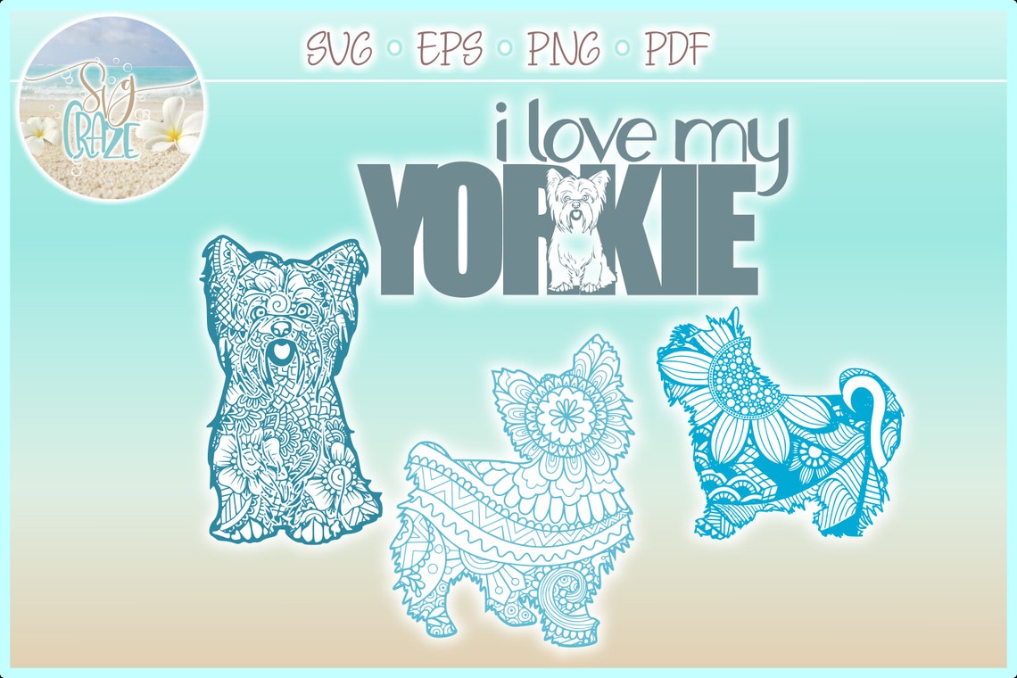 Download Yorkie Yorkshire Terrier Dog Mandala Zentangle Bundle SVG ...