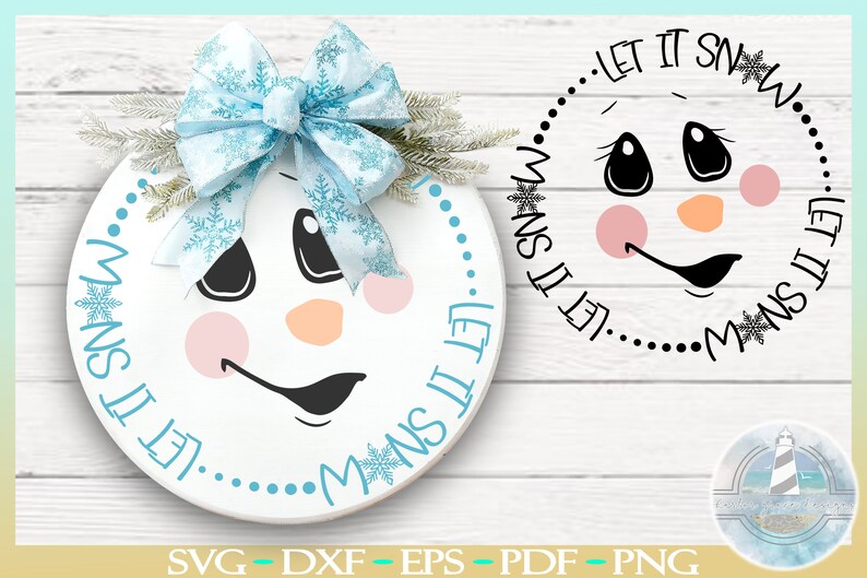 Snowman SVG | Let It Snow Quote SVG | Front Door Round Sign | Christmas ...