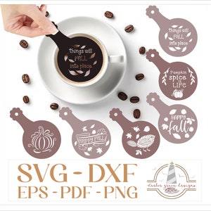 Coffee Stencil Designs - Fall SVG Bundle - Autumn SVG Designs, SVG Files For Cricut and Silhouette