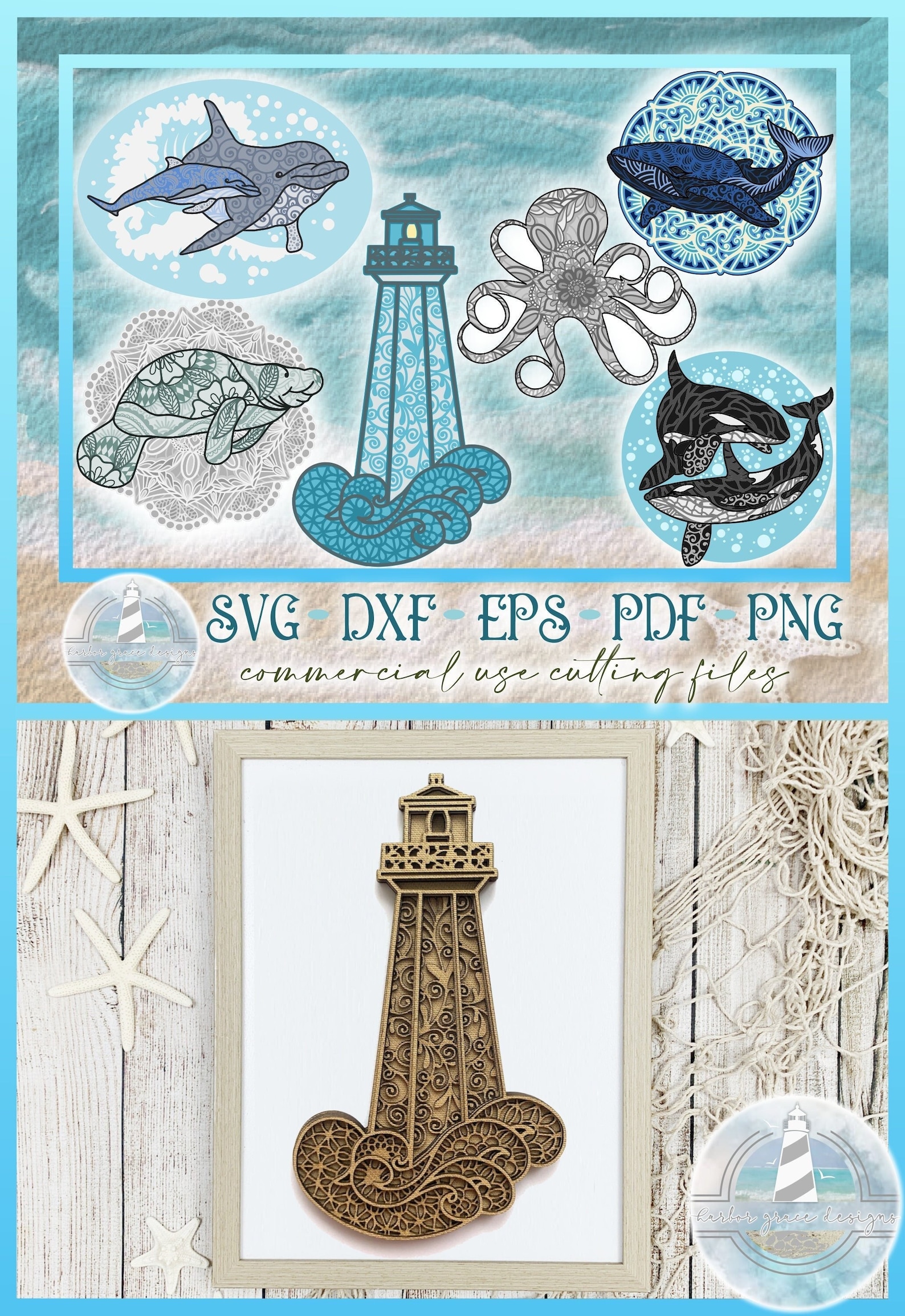 3D Mandala SVG Bundle Layered Ocean Beach Theme Bundle - Etsy