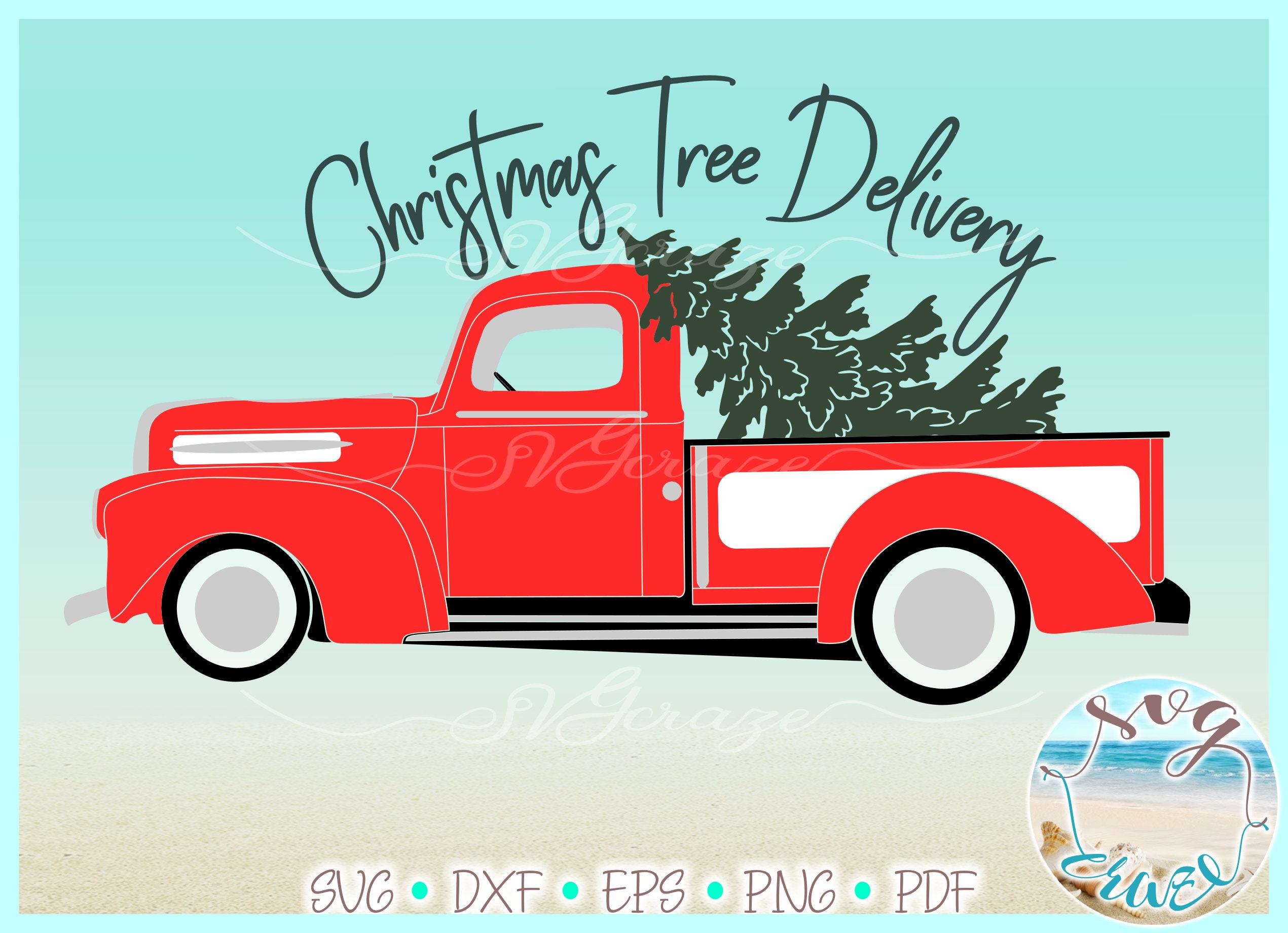 Red Tree Delivery Truck Antique Classic Retro Vintage SVG Etsy