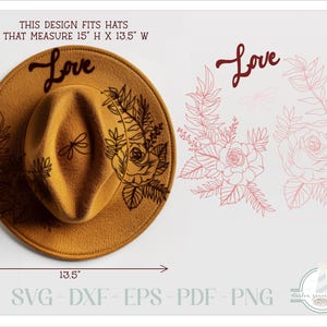 Rosen Hut Brennendes Design - Für Pyrographie - SVG Dateien für Cricut Silhouette - Dxf Eps Pdf Png enthalten