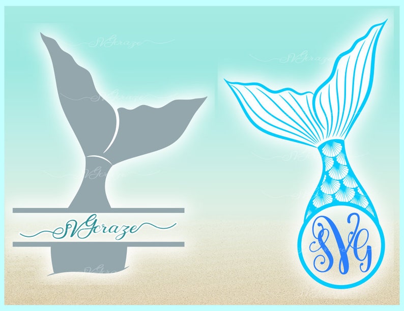 Download Mermaid Tail Monogram Split Frame Bundle SVG Files for ...