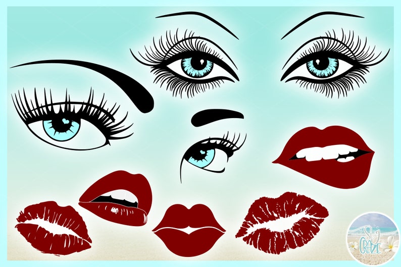 Download Eyelashes Lashes Eyes Eyebrow Lips Bundle SVG Dxf Eps Png ...