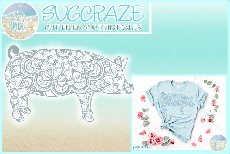 Download Pig Mandala Zentangle SVG Files for Cricut Silhouette Dxf ...