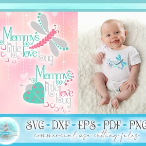 Mommys Little Love Bug Coccinella Libellula San Valentino File SVG per Cricut Silhouette - Dxf Eps Pdf Png Incluso