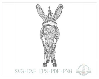 Donkey Mandala Zentangle SVG Files for Cricut Silhouette - Dxf Eps Pdf Png Included