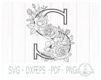 Letter S Rose Alphabet Series Hat Burning Design - For Pyrography