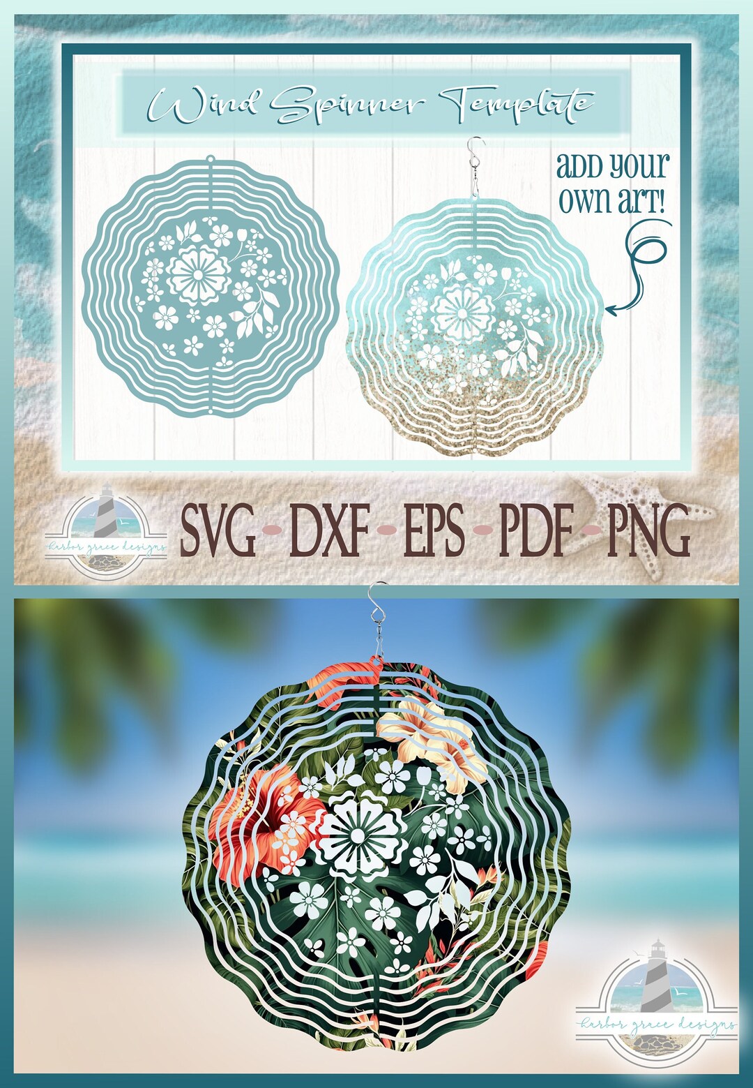 Floral Wind Spinner SVG Template Windspinner SVG Hanging Wind Spinners