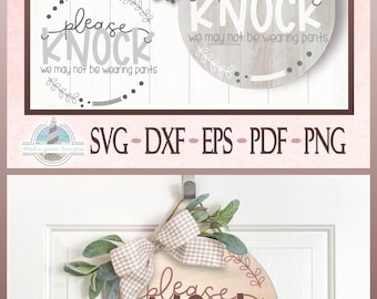 „Bitte klopfen“ – Lustiges rundes Türschild (SVG), Schild mit witzigem Spruch, Schild mit sarkastischem Spruch, SVG-Dateien für Cricut und Silhouette